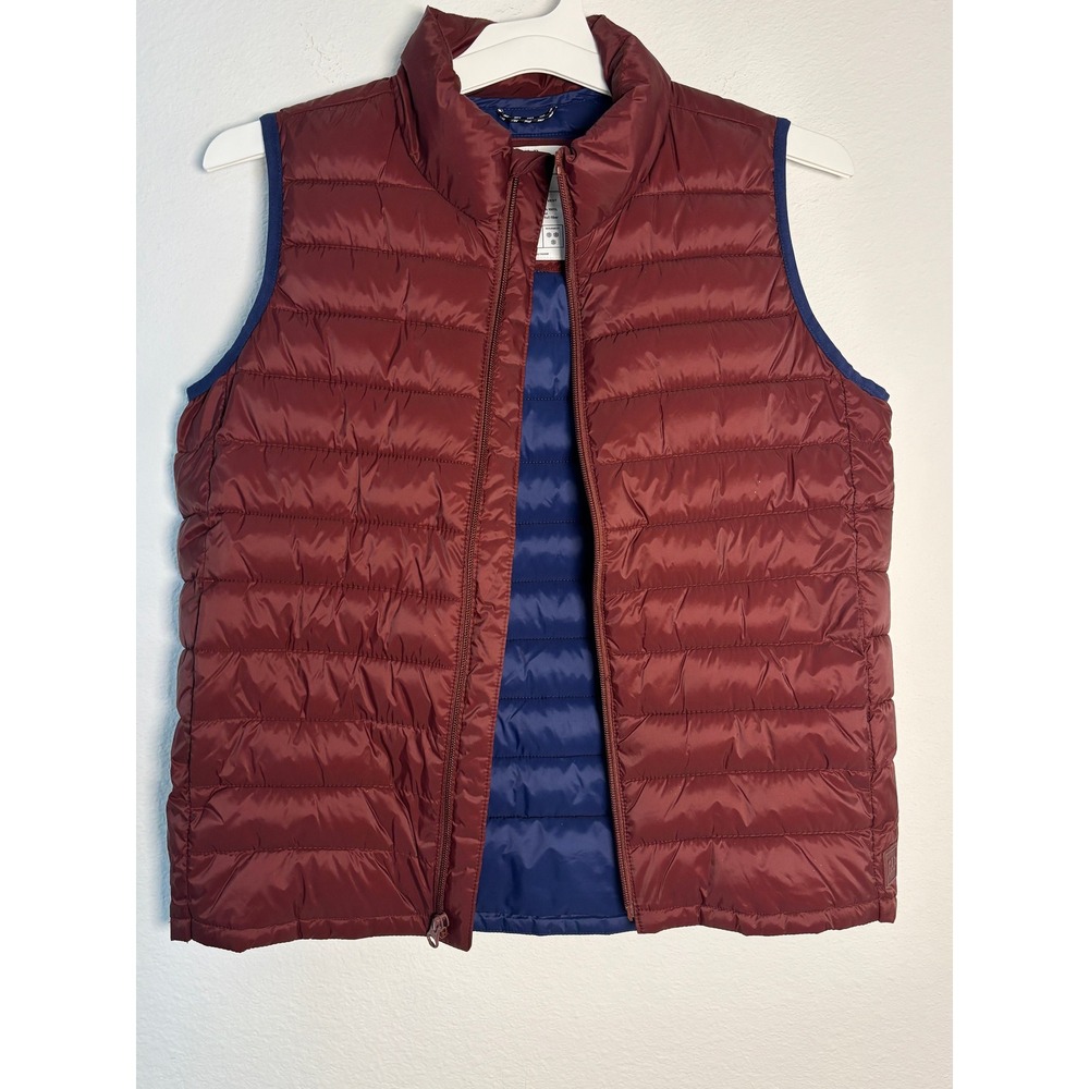 Gap Kids Boys L Lightweight Puffer Vest Burgundy Maroon Water Resistant Full Zip